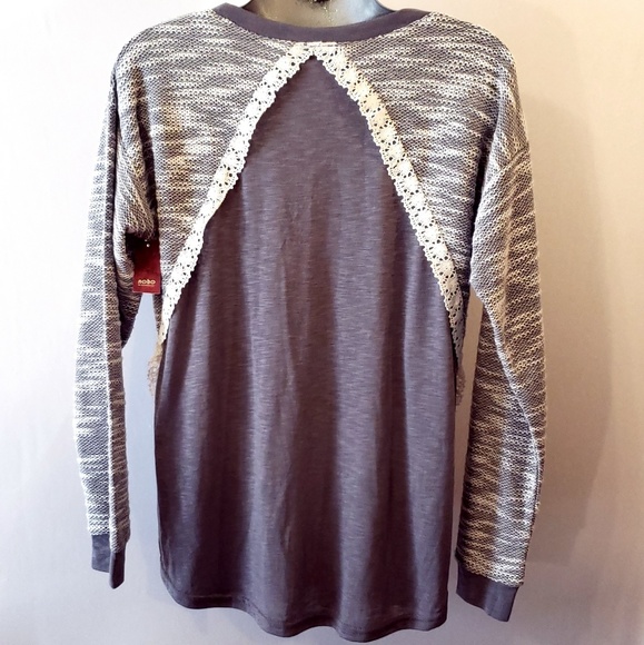 Xhilaration Tops - 🌷NWT Medium long sleeve sweater shirt gray lacy